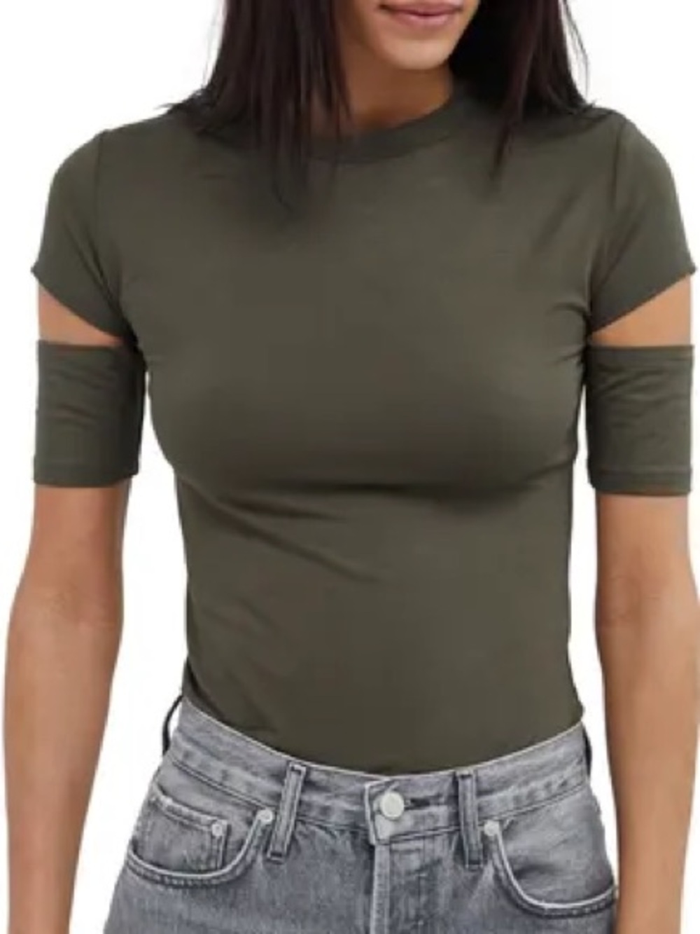 Marcella NYC Esme Cutout Sleeve Green Shirt Large